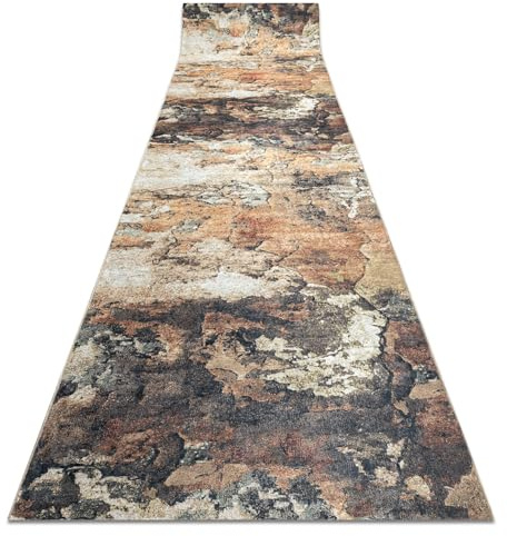 rugsx Läufer Antirutsch Lotus Abstract 52910 Beige - Waschbar - 80x150 cm- Rutschfester Teppich für Flur & Küche