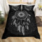Homemissing Housse de Couette Attrape-rêves Blanc Parure de lit bohème Mandala Noir Femmes Hommes Moderne géométrique Housse de Couette Ensemble Boho Fleurs Plumes Ensemble de literie 220 x 240 cm