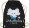 Turnbeutel Rucksack - Kita Beutel Wechselsachen Jungen - Wechselkleidung Elefant - Unisize - Schwarz - schlafbeutel kindergarten wechselbeutel personalisierte elephant stoffbeutel kindergartenbeutel