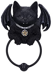 Nemesis Now Vampuss Cat Door Knocker, 20cm, Resin, Black Bat Cat, Witch Gift, Halloween Decoration, Cast in the Finest Resin, Expertly Hand-Painted