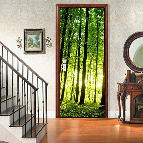 VIRANDA Türtapete Selbstklebend TürPoster 3D - Wald - Türaufkleber Wasserfest Türfolie für Schlafzimmer Gang Tür verschönern deko 77x200cm