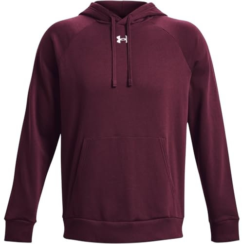 Under Armour Herren UA Rival Fleece Hoodie Sweatshirt, Dark Maroon/Wham, L