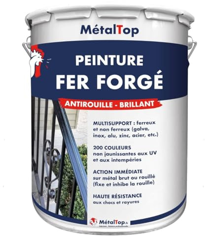 Metaltop - Peinture Fer Forge - Jaune de sécurité - RAL 1003-1 L - Protection antirouille durable avec finition soignée pour métal extérieur