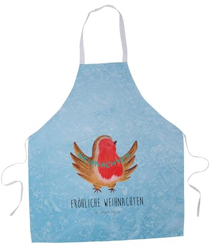 Mr. & Mrs. Panda Kochschürze Rotkehlchen Weihnachten - Geschenk, Frohe Weihnachten, Winter, Vogel, Weihnachtsdeko, Grillschürze für Männer, xmas,