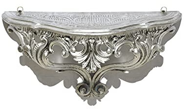 LIGUORO SHOP Étagère style baroque vénitien console imitation vintage shabby chic 38,5 x 20 x 15,5 cm (argent antique)
