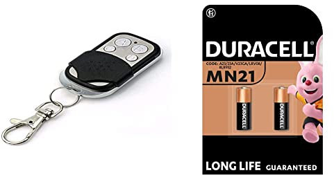 TELECOMANDO DUPLICATORE WIRELESS REMOTO UNIVERSALE 433 MHZ PER CANCELLI/ANTIFURTI/ALLARMI & Duracell - Mn21, Batteria Alcalina 12V, Specialistica Sicurezza, Confezione Da 2
