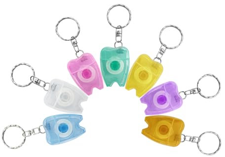 YOUYA DENTAL 10 Stück tragbare Zahnseide, Zahnseide, Zahnseide, Schlüsselanhänger, flaches Design, Zahnseide, Rolle, Reinigung, Mundpflege, Zahnreiniger, Hygiene, 15 m Länge, zufällige Farbe