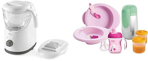 Chicco Cuocipappa Multifunzione Easy Meal per lo Svezzamento, Omogeneizzatore per Neonati e Bambini & Set per la Pappa Composto da Tazza Training Cup, Primo Cucchiaio, Piatto Pappa Calda