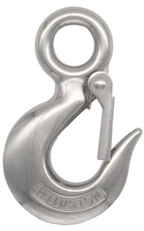 INCONTESTA Ganchos de agarre, ganchos deslizantes, gancho giratorio de acero inoxidable 304 WLL 0.5T (1100 libras), gancho redondo de seguridad de ojo rápido