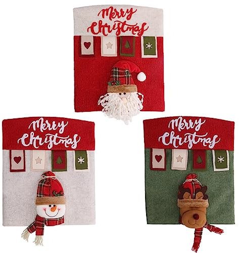 3 Stück Weihnachten Stuhlhussen Weihnachtsdekoration, Esszimmerstuhl Stuhlbezug, Weihnachten Stuhlrückenbezüge, Weihnachtsstuhlhussen Weihnachtsstuhl Rückenabdeckung Für Esstisch Stühle Dekoration