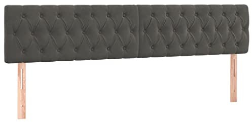 vidaXL 2X Têtes de Lit Meubles de Chambre à Coucher Accessoires de Lit Simple Têtes de Cadre de Lit Intérieur Gris Foncé 100x7x78/88 cm Velours
