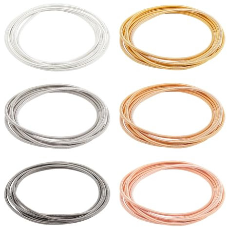 BENECREAT 6 m Bracelets de Cordes de Guitare Fil de Corde de Guitare Empilable, Bracelets de Guitare en Fil d'acier Inoxydable, 6 Couleur, 316 Couches, pour la Fabrication de Bijoux, Fournitures