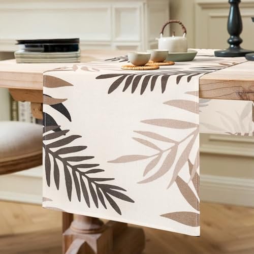 Runner da Tavolo Moderno Marrone Foglie Runner Tavola Poliestere Tovaglia Runner Decorazione per Tavolo da Pranzo Runner per il Tavolo Runner Tavolo per Agriturismo Picnic Party Matrimoni 33x183cm