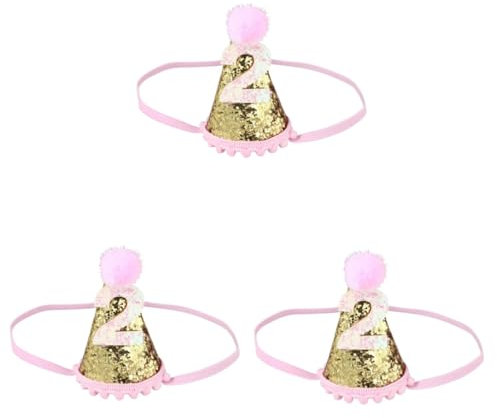 Gadpiparty 3pcs First Birthday Boy Decorations Scratch Birthday Hat Photo Props Glitter Hat for Boys Two Years Old