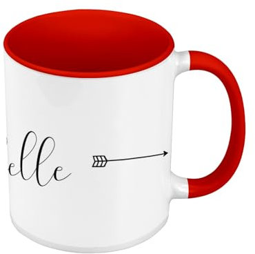 Premium Quality Colour Mug Red – Rebel Drawing Arrows Calligraphy Message Mug with Handle and Coloured Interior