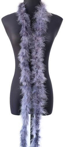 5 x 2m Federboa Truthahnfedern Boa,Flauschige Plüsch-Feder Boa Federstola Federschal Federgirlande für Weihnachtsbaum Hochzeit Basteln Burlesque Karneval Party 20er Jahre Kostüm Deko,ca. 10g Grau