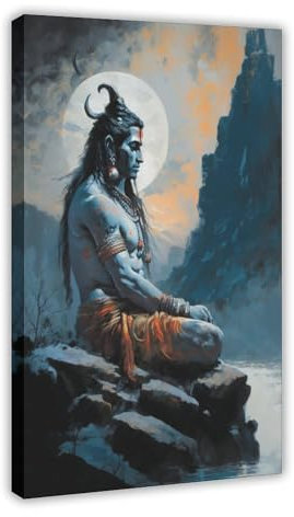 MEZUMI Lord Shiva Indian Gods Art 3 Leinwand Poster Wandkunst Dekor Druck Bild Gemälde für Wohnzimmer Schlafzimmer Dekoration Rahmenstil 50 x 75 cm