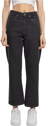 Urban Classics Ladies Cropped Straight Leg Denim Pants Frauen Jeans schwarz 28 100% Baumwolle Basics
