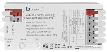 GLEDOPTO ZigBee 3.0 Pro+ WWCW 2 in 1 CCT Dimmer LED Strip Light Controller 12A Max H/ue Alexa Homey Tuya Smart Life APP Control