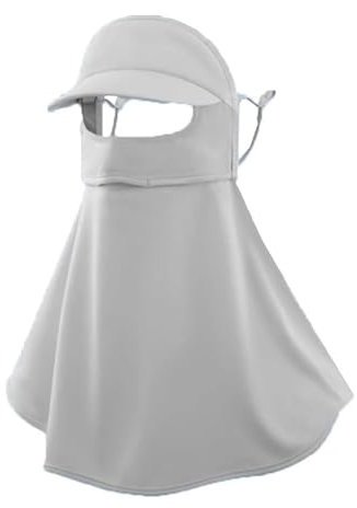 SZETOSY Vollgesichts-Sonnenschutzmaske mit Halstuch, Eisseide, UV-Schutz, UV-Schutz, atmungsaktiv, Sommerfahrschleier, Nackenschutz, multifunktionale Kopfbedeckung für Outdoor-Sportarten, hellgrau,