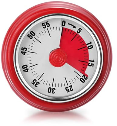 Temporizador Visual, Temporizador de Cocina Regresiva de 60 Minutos con Base Magnética, Mecánico No Necesita Pilas, Timbre de Alerta, para Niños y Adultos, Estudiar/Trabajar/Cocinar, 73x36mm, Rojo