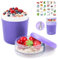 Bugucat Tazza per Cereali To Go 500 ml + 150 ml Con Adesivi Abbinati, Contenitore per Yogurt e Pranzo, Bicchiere per Insalata Con Cucchiaio, Pratico per Picnic