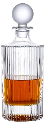 Lily's Home Elegante decanter per whisky in vetro con tappo a prova di perdite, decanter per vino bourbon e cristallo, bottiglia di whisky, tappo in vetro per bar di casa, 9,94 x 27,7 cm, 800 ml