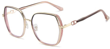 AOOLIA Blaulichtfilter Brille für Damen Herren Metal Frame Anti-Blaulicht Brillen Computer Gaming Ohne Stärke Brille (Lila)