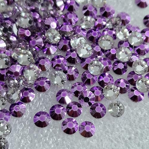 MajorCrafts 2000pcs 5mm ss20 Metallic Flat Back Round 14 Facets Resin Rhinestones Arts and Crafts Embellishment Gems (Lilac Purple M10)