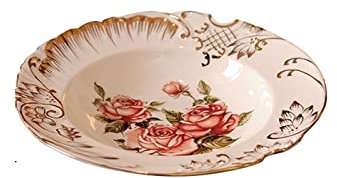 ALLYLIKE Piatti Stoviglie in Ceramica Piatto da tavola Placcato Oro in Ceramica Rosa Placcato Oro Piatto da Frutta