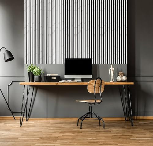 Home Treats Wall Panel Wood Slat | Decorative Wooden Panelling 3D Slatted Acoustic Sound Absorbing Ceiling or Wall Slats (Marble, 240 x 60cm (1 Pack))...