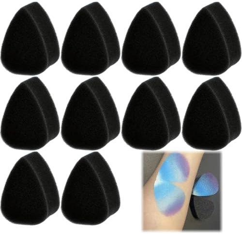 WeddHuis 10 Esponjas de Maquillaje en Forma de Pétalo para Pintura Facial y Corporal, Alta Densidad (Negro)