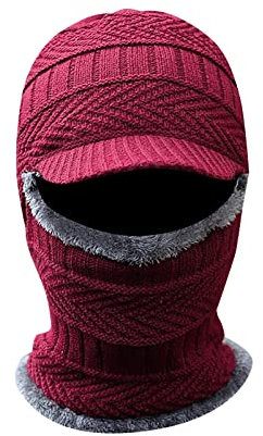 Trappermütze mit Schirm, weiche, dicke Wolle, Skimütze für Herren, warme Mütze, Hals, warme Wintermütze, Wollmütze, Set, Damen, Herren, Strickmütze, Schal, Set, Herren, Winter, ältere Damen,