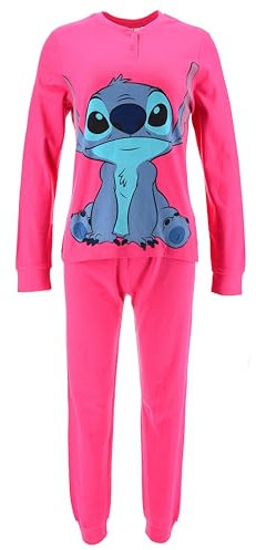 Disney Stitch Pyjamas pour Femmes, T-Shirt et Pantalons Longs en Coton pour Femmes Pyjamas 2 Pièces, Cadeau pour Femmes et Adolescents | Taille XL - Rose