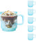binsakao Glass Coffee Mugs 6 Pack - 340 ml Blue Coffee Cups with Handles - Classic Vertical Stripes Transparent Tea Cup Set for Hot Cold Beverages