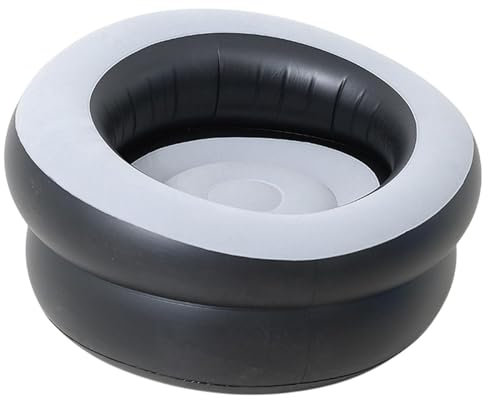 Milageto Aufblasbarer Lounge-Sessel, aufblasbare Couch, beflocktes Luftsofa, aufblasbarer Liegestuhl für Indoor-Spielzimmer, Reisen, Terrasse, Camping, Grauschwarz