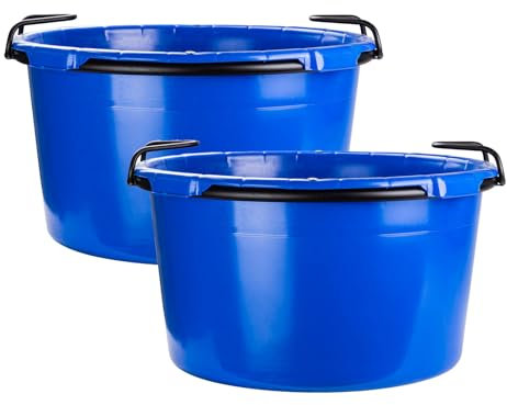 2x Baukübel 90L - Zementkübel kranbar, Mörtelkasten, Mörtelkübel, Mörtelwanne, Zementwanne, robust und vielseitig, ideal für Bauarbeiten und den Transport von Mörtel und Zement