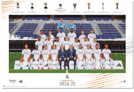 Grupo Erik Poster Real Madrid 2024/2025 Mannschaft Kunstdruck - Deko Wohnzimmer oder Deko Schlafzimmer - Deko Zimmer - Größe 61 x 91 - Offizieller Real Madrid Fanartikel