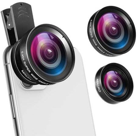 ZUBARR 2 in 1 Handy-Kamera-Objektiv 15X Makro & 0,45X HD Weitwinkel für Smartphones und Tablets