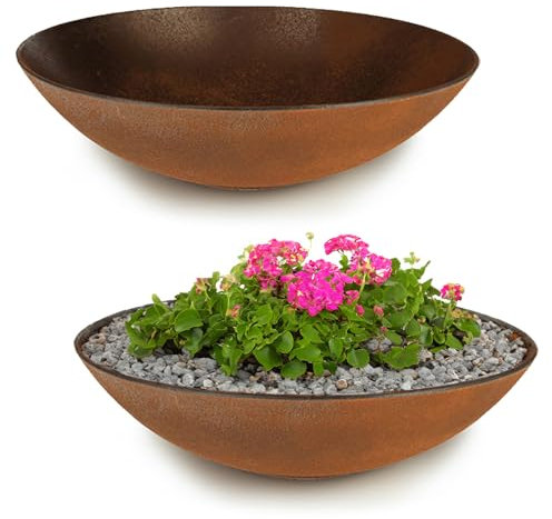 matches21 HOME & HOBBY Wetterfeste Pflanzschalen 2 STK. für draussen in 35 cm - rost-Optik als Blumenschalen - Dekoschalen