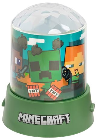 Paladone Minecraft Party Projection Light, Officially Licensed RGB LED Lamp for Kids, Home, Bithdays, Parties, Battery Powered Gaming Merchandise