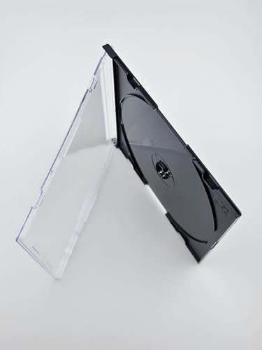 RIVERMEDIA 100 X Premium Single Slimline CD Jewel Cases with Black Tray 5.22mm Spine Transparent & Black Case (18285) Pack of 100