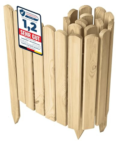 Garronda clôture de Jardin en Bois Bordure Jardin Cloture Jardin Exterieur, Palissade Bordurette Longueur: 100 cm GD-0148 (Naturel (Non imprégné), Hauteur : 40 cm)