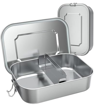TTSTOIEE Portapranzo 1400 ml, Portapranzo Acciaio Inox, Portavivande Senza BPA,Lunch Box Acciaio per Picnic/Scuola/Lavoro