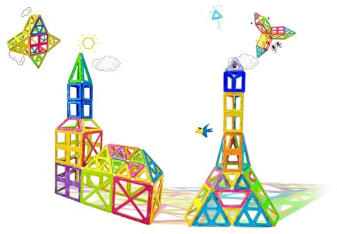 CONDIS Magnetische Bausteine 72 Teile Mega Set - XXL(2×)& Standard Blöcke, Fensterkarten, Mint Lernspielzeug ab 3+ für Zuhause & Kindergarten mit Stoffsack