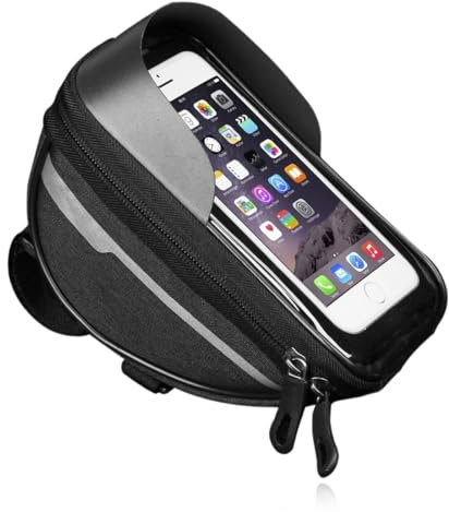 Sacoche de Cadre de vélo Sacoche de Guidon étanche Sacoche de téléphone Portable, Sacoche Vélo Guidon Cadre écran Tactile et Pare-Soleil, Accessoire Velo Indispensable, pour Telephone Tactile 6.8,noir