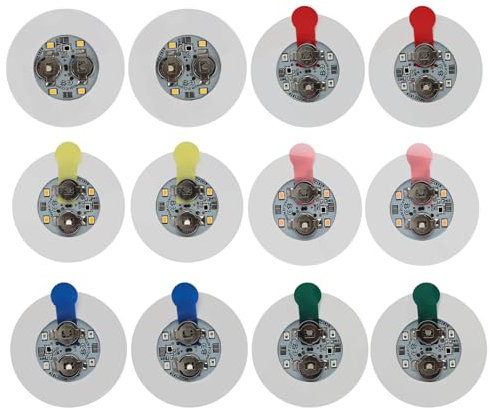 12 Stück LED Sticker Stimmungslichter, 7 Farben LED Licht Sticker, 6cm Untersetzer mit 3 Modi, Selbstklebende Leuchtsticker für Bar, Party, Bier, Tee, Kaffee, leuchtende Untersetzer für Gläser