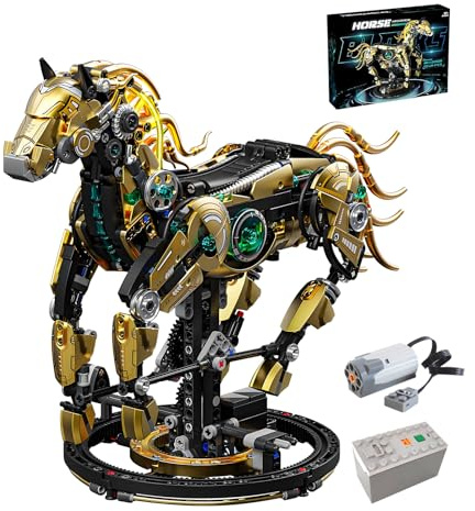 CSNRHG Mechanical Horse Building Block Set Building & Poses | with Movable Legs - Captivating DIY Model with Motor Kit for Kids and Teenagers