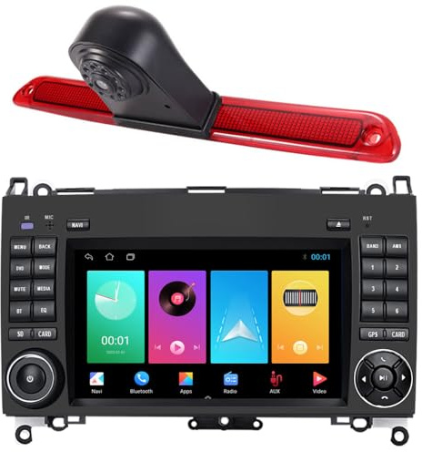 7 Android Auto Radio GPS Navigator Navigation Carplay Fit for VW Crafter Mercedes Benz Sprinter W906 mit BT FM USB RDS TPMS SWC Pip Mirror Link+Bremsleuchte Auto Kamera
