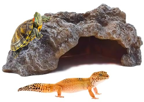 Reptile Rock, Reptile Hideout Hide Amphibian Hideouts Cave Reptile Accessories Errarium Habitat Decor Landscape Ornament for Lizard Turtle Gecko Leopard Spider Fish